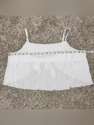 Open Edit Plissé Camisole Top Pajamas White Large L NWT Tie Back Spaghetti Strap thumbnail 8