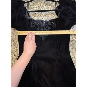 Jessica McClintock Gunne Sax Black Velvet Cocktail Dress Size 5/6 thumbnail 8