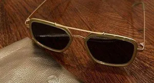 I-sea sunglasses square gold frame green black tinted lens thumbnail 1