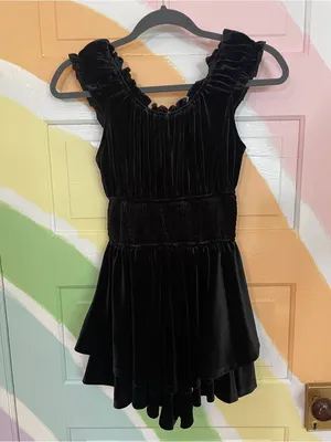 Urban Outfitters Rosie Velvet Smocked Waist Tiered Romper Dark Romantic~XS💚🎀 thumbnail 7