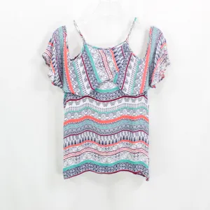 ELLA MOSS Blue Coral Cold Shoulder Boho Medallion Blouse thumbnail 2