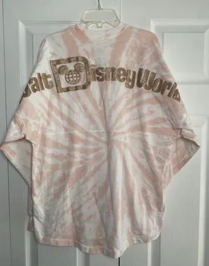 Disney Spirit Jersey Walt Disney World Womens XS Pink Tie Dye Glitter Logo Shirt thumbnail 1