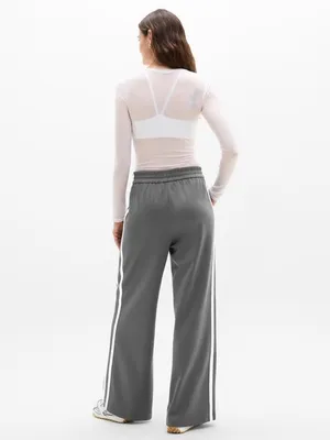 New Athleta S Tempo Mid Rise Wide Leg Track Pant Shadow Grey/Bright White Small thumbnail 7