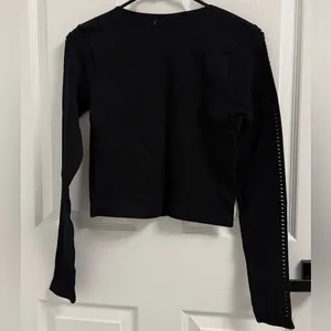 Just Polly Women's Black Cutout Long Sleeve Top thumbnail 3