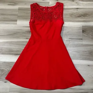 Lulus Appetite For Seduction Lace Crochet Dress Red Women’s XS thumbnail 2