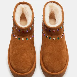 Steve Madden NEW Comfy Chestnut Brown Faux Fur Lined Suede Rhinestones Slip On Boot 10 thumbnail 8