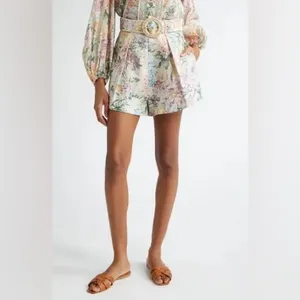 ZIMMERMANN Halliday Tuck belted linen shorts, Size 3 US 10, $649 thumbnail 4