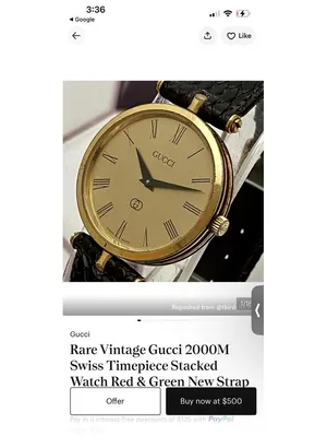 Rare Vintage Gucci 2000M Swiss Timepiece Stacked Watch Red & Green thumbnail 7