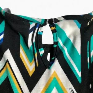 NWT NY Collection Wom Sleeveless Asymmetrical Chevron Dress Black Teal & Blue L thumbnail 7