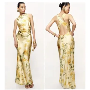 Reformation Anaiis Silk Maxi Dress Honeyglow Yellow Floral Cocktail Party Size 2 thumbnail 15