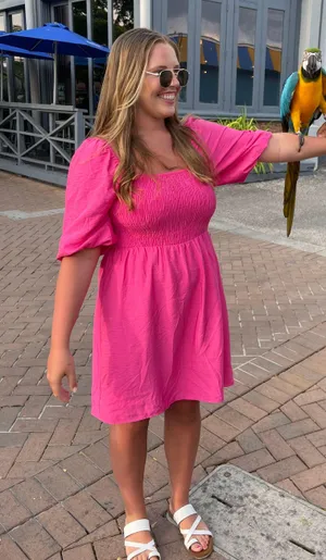 Bar III Pink Smock Top Mini Dress thumbnail 2