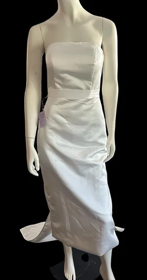 Miss Veil Strapless Fitted Wedding Dress with Removable Bow Train White NWT thumbnail 1