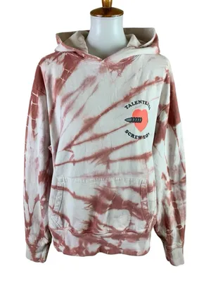 Talentless Screw Love Tie Dye Hoodie Organic Cotton Sweatshirt Large Brown White thumbnail 1