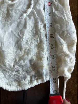 Gharani Strok White Embroidered Sheer Long Sleeve Blouse Size Small thumbnail 13