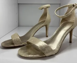 Kelly & Katie Gold Metallic Ankle Strap Stiletto Heels Size 6M thumbnail 1