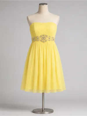 NWT May Queen Yellow Strapless Beaded Y2K HOCO Dress Plus 16 Party thumbnail 2