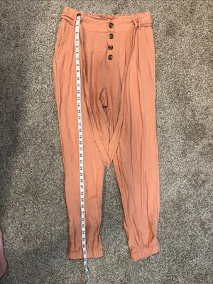American Eagle Linen Blend Paperbag Pants in Pink Size Medium thumbnail 9