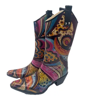 Nomad Yippy Women's Multicolor Western Cowboy Rain Boots Size 7 Artistic thumbnail 1