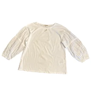 Madewell women’s Puff-Sleeve Drop-Shoulder Knit Oversized Top white Size XXS NWT thumbnail 4