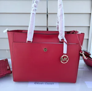 Michael Kors Maisie Large 3 in 1 Leather Tote Bag - Flame Red thumbnail 4