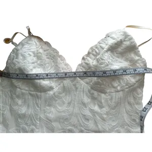 Bardot white lace midi dress Scalloped Vneckline with afitted sheath silhouette. thumbnail 12