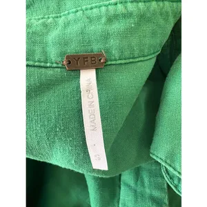 YFB Young Fabulous Broke Green Linen Dress Sz s Tunic Shirt Beachy‎ Lightweight thumbnail 9