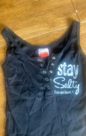 Tank Top Stay Salty Clearwater Florida Size Small Belly Top thumbnail 3