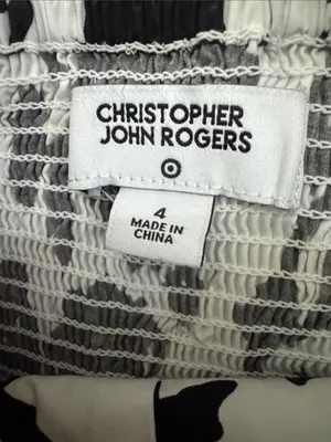 Christopher John Rogers 100% Cotton Black & White Puff-Sleeve Midi Dress Size 4 thumbnail 13