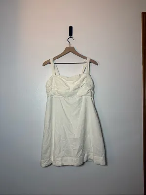 Abercrombie & Fitch linen blend Emerson skort dress in white thumbnail 2