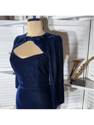 Collectif London blue velvet midi dress pencil sweetheart homecoming whimsigoth thumbnail 6