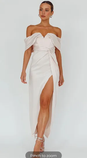 Selfie Leslie Amaryllis Off-Shoulder Twist Maxi Dress Pearl thumbnail 2