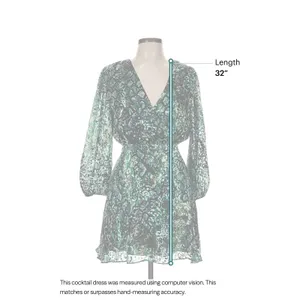Alice + Olivia Mini Dress Womens 6 Green Snakeskin Silk Burnout Boho Luxe thumbnail 5