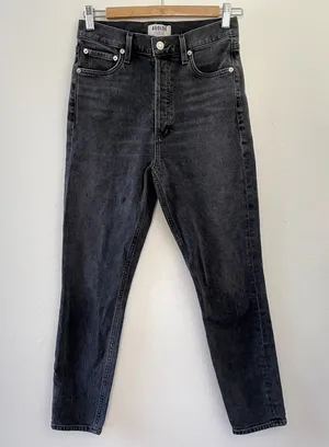 Agolde Jeans Womens 26 Washed Black High Rise Stretch Stretchy Button Fly thumbnail 1