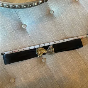 Non Signe Vintage Two Toned Hardware Black Leather Belt thumbnail 8
