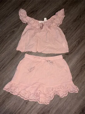 Shabby Chic Pink Eyelet Lace Pajama Set thumbnail 1