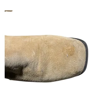 Vtg 1990s Classique Beige Suede Square Toe Knee High Zip Up Flat Sole Boots 9 W thumbnail 3