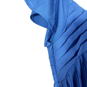 Lulus Pleated Tiered V-Neck Mini Dress Blue Flutter Sleeve Cocktail Size L thumbnail 4