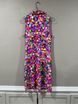 Sleeveless Multicolor Polka Dot Polo Dress thumbnail 5