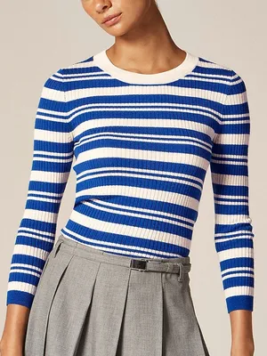 J. Crew Carolyn Three-Quarter Sleeve Striped Sweater Large thumbnail 1