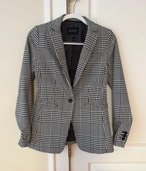 Banana Republic Black and White Houndstooth Blazer thumbnail 1