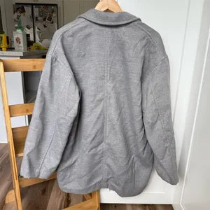 Free People Hannah Slouchy Gray Double-Breasted Oversized Coat Jacket Size S thumbnail 5