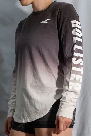 Hollister Grey Ombre Long Sleeve Shirt Graphic Sleeve thumbnail 2