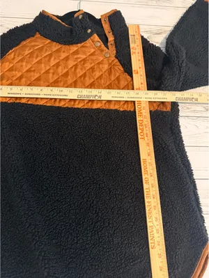 Natural Reflections Women’s XL Black Sherpa Fleece Pullover Quilted Snap Neck thumbnail 6