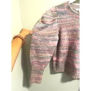 LoveShackFancy Aquarius Pullover Chunky Knit Sweater Pink Cloud Puff Sleeve sz M thumbnail 6