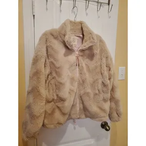 Urban Outfitters Light Pink Teddy Bear Zip Up Sherpa Fleece Women Size L Jacket thumbnail 7