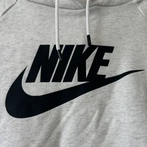 Nike Light Gray Crewneck Hoodie with Black Swoosh thumbnail 2