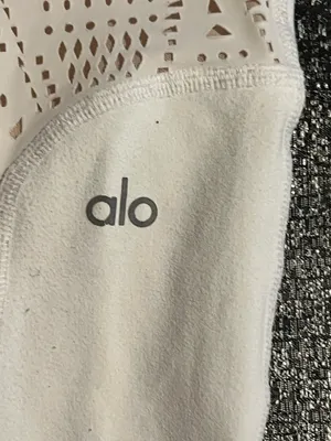 Womens XS Alo Yoga West Coast Laser Cut High Waisted Leggings- White thumbnail 8