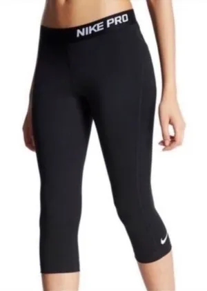 Nike‎ Pro Women Black Dri-FIT Capri Leggings 589366-010 Small Sporty Activewear thumbnail 1