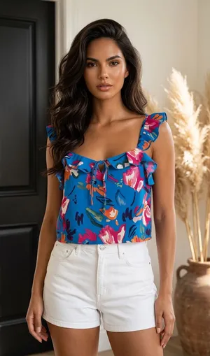 Sugar Lips Floral cropped top thumbnail 1
