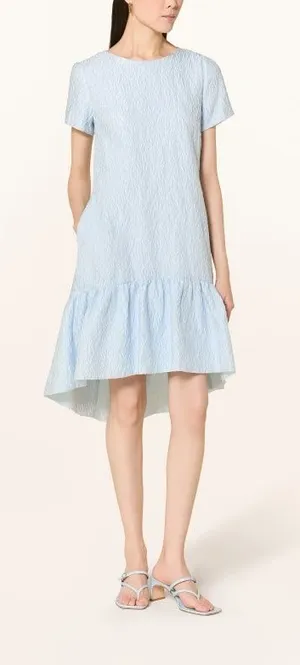 Ka Light Blue Short Sleeve Ruffled Hem Dress with pockets thumbnail 1